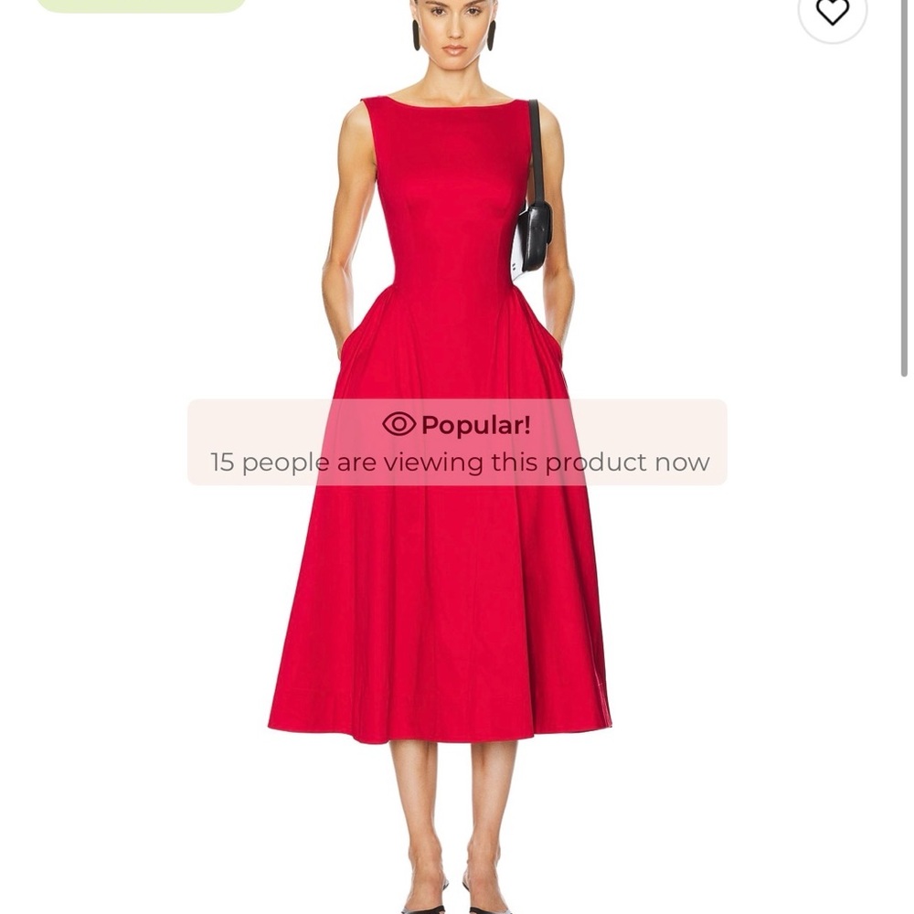 Sleeveless Red Midi Dress with Full Skirt